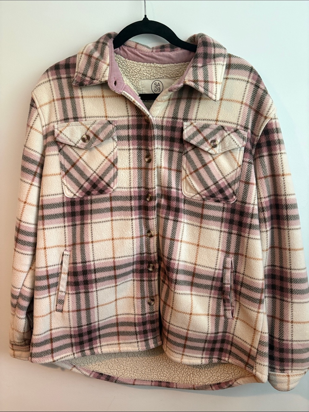 Cozy Plaid Teddy Jacket in Pink